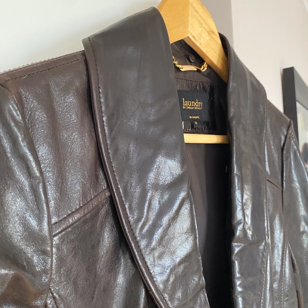 LAUNDRY by Shelli Segal NWOT Vintage Leather Jacket w/detachable fur collar. - Picture 12 of 15